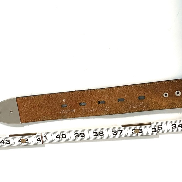 Nocona Black Leather Belt with Conchos and Rhinestones Western Belt Size 35 - Picture 10 of 15